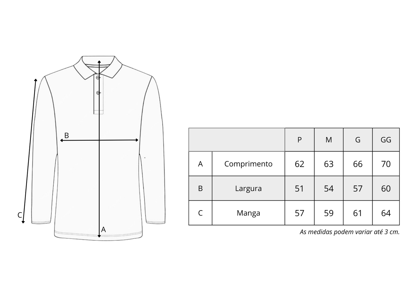 Tabela de medidas de Polo “Armored Dreams”