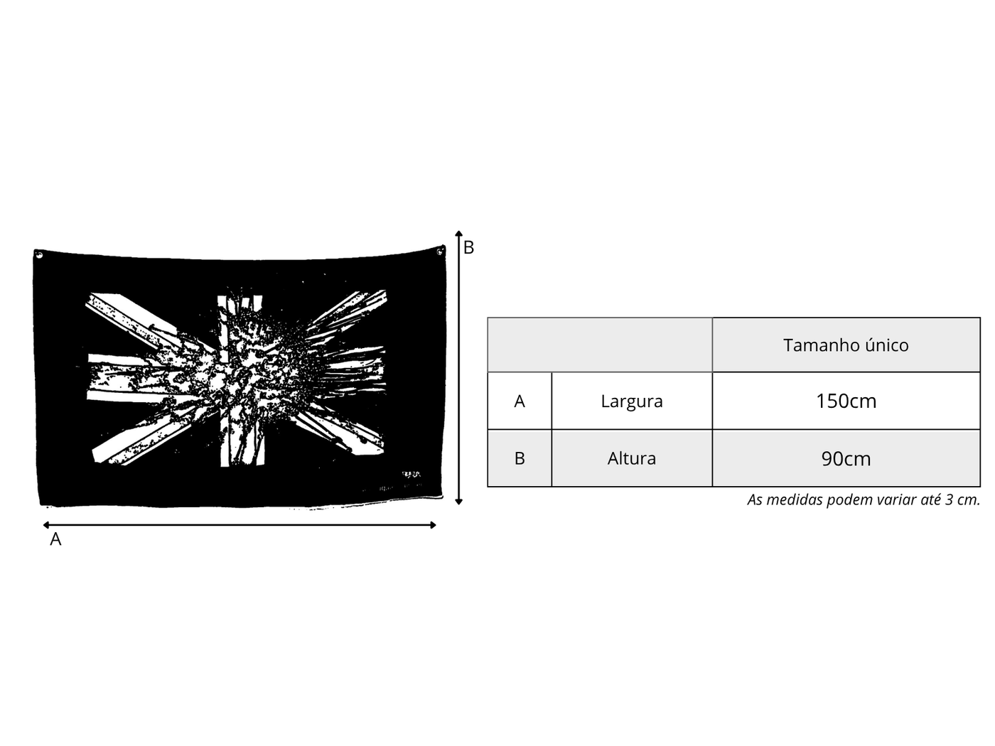 Tabela de medidas de Bandeira "UK Explosion"